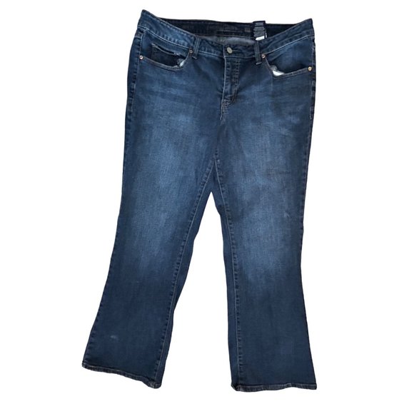 Faded Glory High Rise Dark Wash Straight Leg 90s Jeans Womens Petite 16P 1543 - Picture 1 of 7